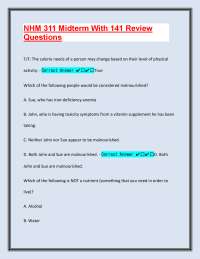 NHM 311 Midterm Review Questions