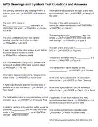 AWS Welding Drawings and Symbols: Test Questions and Answers