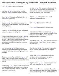 Alaska Airlines Training Study Guide: Aviation Terminology and Definitions