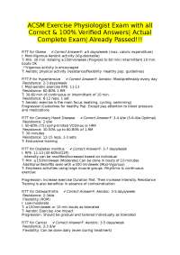 ACSM Exercise Physiologist Exam Prep: FITT Guidelines and Key Concepts