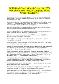 ACSM Final Exam Questions and Answers