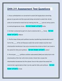 Biochemistry Assessment Test Questions: Carbohydrate and Fat Metabolism