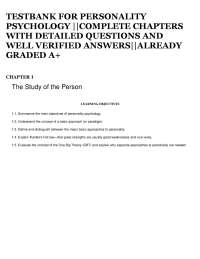 Personality Psychology Test Bank: Chapter 1 - The Study of the Person