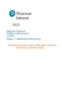 GCSE Astronomy Exam Paper: Naked-Eye Astronomy Questions and Mark Scheme