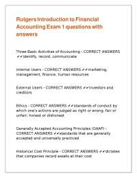 Financial Accounting Exam 1 Questions and Answers