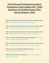 D635 Advanced Pathopharmacological Foundations: Questions and Answers