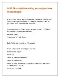 Financial Modeling Exam Questions and Answers