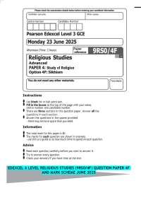 A Level Religious Studies: Sikhism Exam Questions