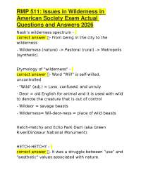 Wilderness and Society Exam Questions and Answers