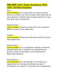 PMI-RMP Unit 1 Exam Prep: Risk Management Questions and Answers