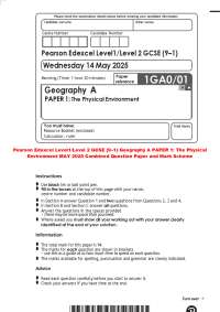 Pearson Edexcel Level1/Level 2 GCSE (9–1) Geography A PAPER 1: The Physical Environment M