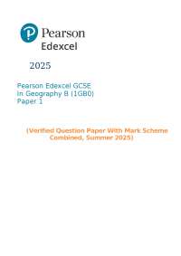 2025 Pearson Edexcel GCSE In Geography B (1GB0) Paper 1 (Verified Question Paper With
