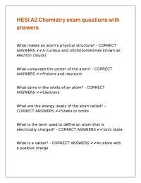 HESI A2 Chemistry exam questions with answers