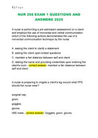 Nursing Exam 1: Questions and Answers for NUR 256 (2025)