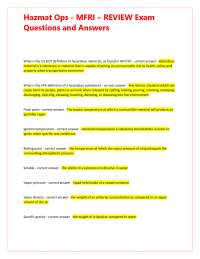 Hazmat Operations Exam Review: Questions and Answers for MFRI Certification