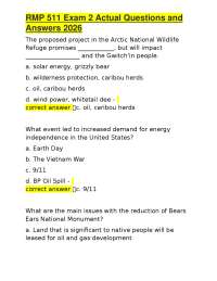 RMP 511 Exam 2: Environmental Conservation Questions and Answers