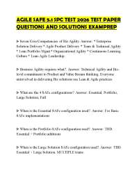 AGILE SAFE 5.1 SPC TEST 2026 TEST PAPER QUESTIONS AND SOLUTIONS EXAMPREP