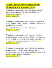 ACHE Code of Ethics Exam Q&A: Healthcare Executive Responsibilities