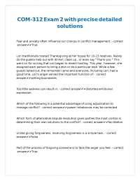 Conflict Management Exam with Detailed Solutions
