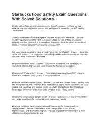 Starbucks Food Safety Exam: Questions and Solved Solutions