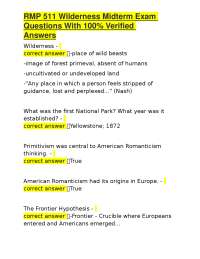 Wilderness Midterm Exam Questions and Answers: RMP 511 Study Guide