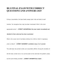 BLS Final Exam Questions and Answers 2025