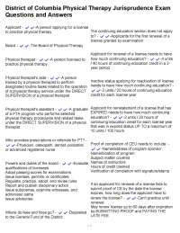 District of Columbia Physical Therapy Jurisprudence Exam: Q&A for License Applicants