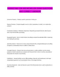 Marketing Exam Questions and Answers: COB 300 McMillen