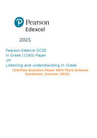 GCSE Greek Listening Exam Paper 1H - Summer 2025