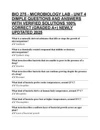 Microbiology Lab: Dimple Q&A with Verified Solutions (A+ Graded)