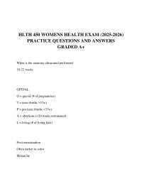Women's Health Exam Practice Questions and Answers