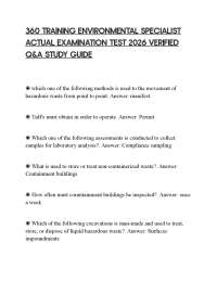 360 TRAINING ENVIRONMENTAL SPECIALIST ACTUAL EXAMINATION TEST 2026 VERIFIED Q&A STUDY GUID