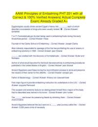 AAMI Principles of Embalming PHT 201 Exam Questions and Answers