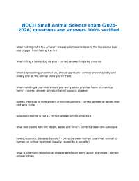 Small Animal Science Exam Questions and Answers