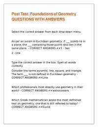 Geometry Foundations: Questions and Answers