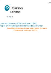 GCSE Greek Reading Comprehension Exam Paper 2025