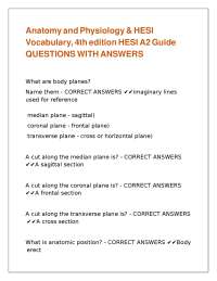 Anatomy and Physiology Vocabulary: Questions and Answers
