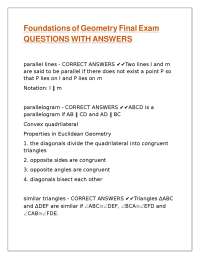Geometry Final Exam Questions and Answers
