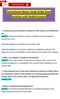Pennsylvania Notary Exam Study Guide: Questions and Verified Answers