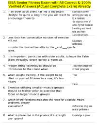 ISSA Senior Fitness Exam: Questions and Verified Answers