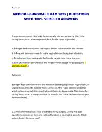 Medical-Surgical Exam Questions with Verified Answers 2025