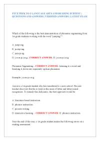 FTCE PreK-3 Language Arts and Reading Subtest: Questions and Verified Answers