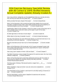 ISSA Exercise Recovery Specialist Certification Exam: Questions and Answers