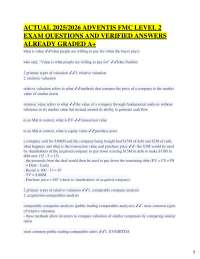 Financial Valuation Exam Questions and Answers