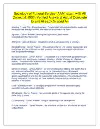 Sociology of Funeral Service Exam Questions and Answers