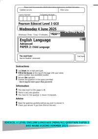 A Level English Language Exam Question: Child Language Analysis
