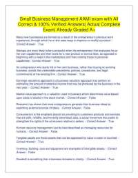 Small Business Management AAMI Exam with Verified Answers