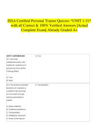 ISSA Certified Personal Trainer Quizzes *UNIT 1-31* with all Correct & 100% Verified Answe