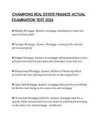 CHAMPIONS REAL ESTATE FINANCE ACTUAL EXAMINATION TEST 2026