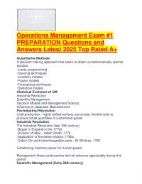 Operations Management Exam Preparation Questions and Answers